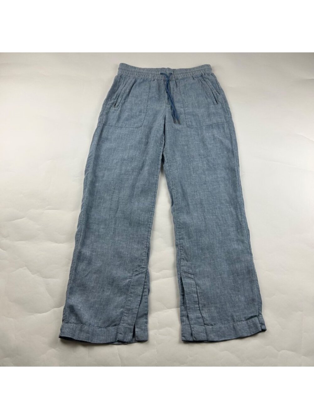 Athleta Light Chambray Blue Linen Cabo Wide Leg Pant 4